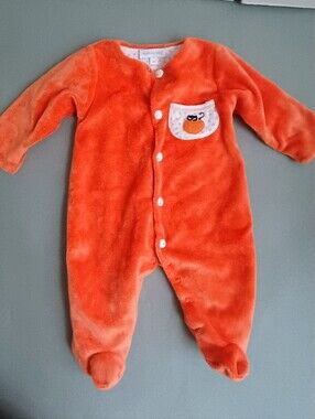 Magnolia Baby Newborn Halloween Orange Plush Footie One-Piece Pima Cotton NB